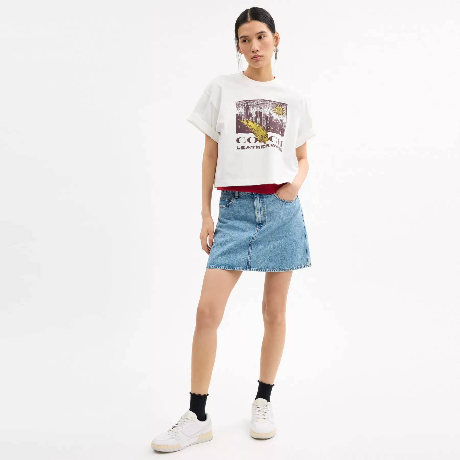 Collage Graphic Cropped T-Shirt In Organic Cotton