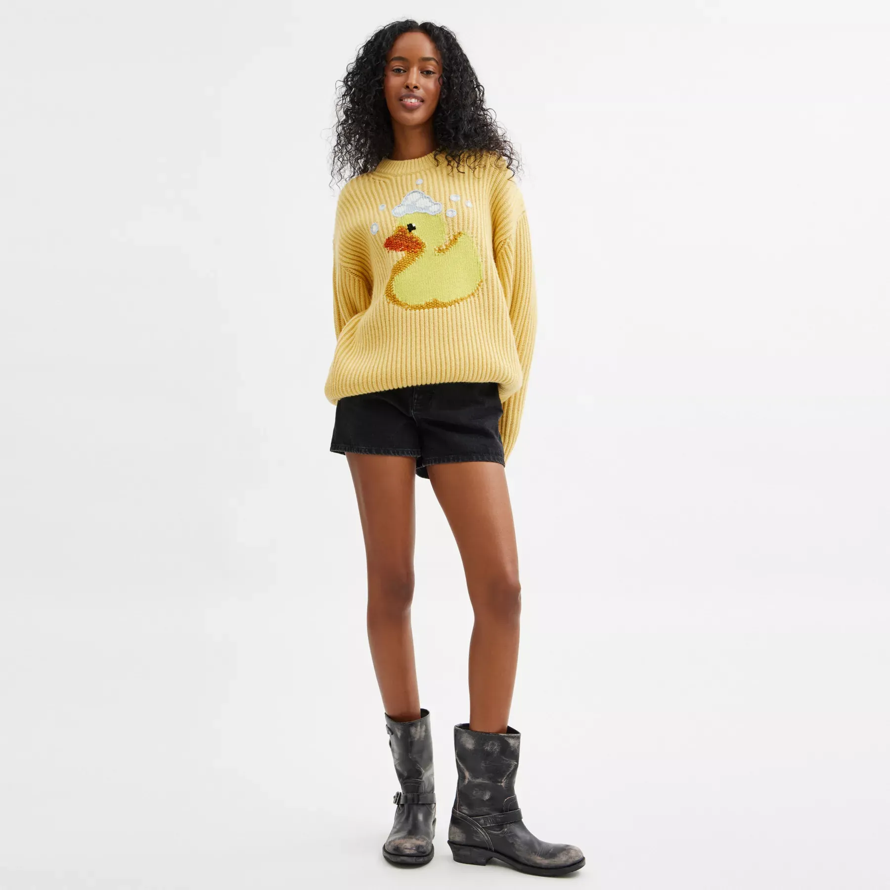 Crewneck Duck Sweater In Recycled Wool