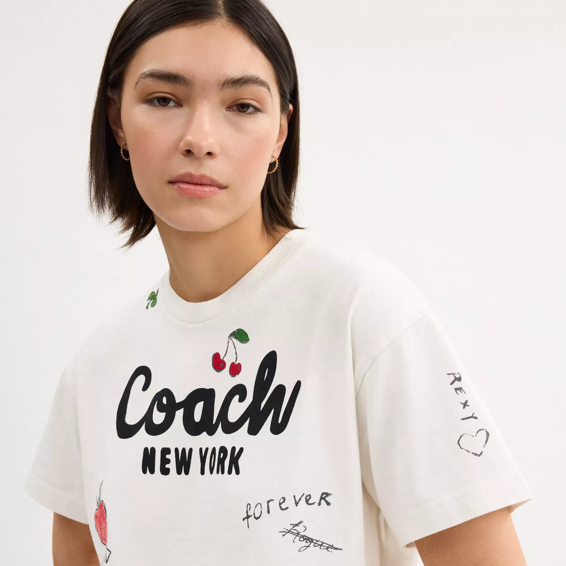 Cursive Coach Cropped Sketch Print T-Shirt