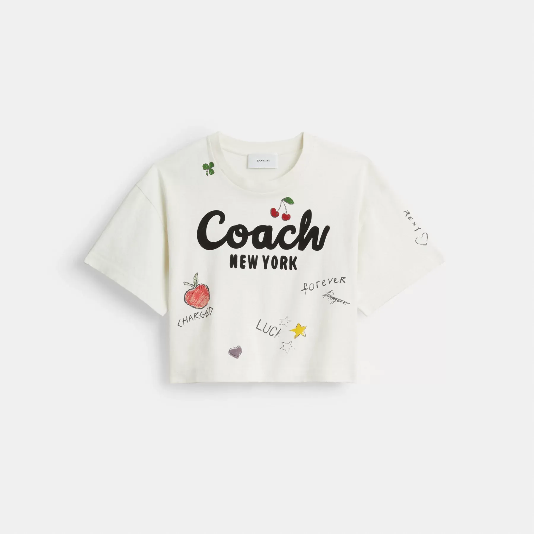 Cursive Coach Cropped Sketch Print T-Shirt