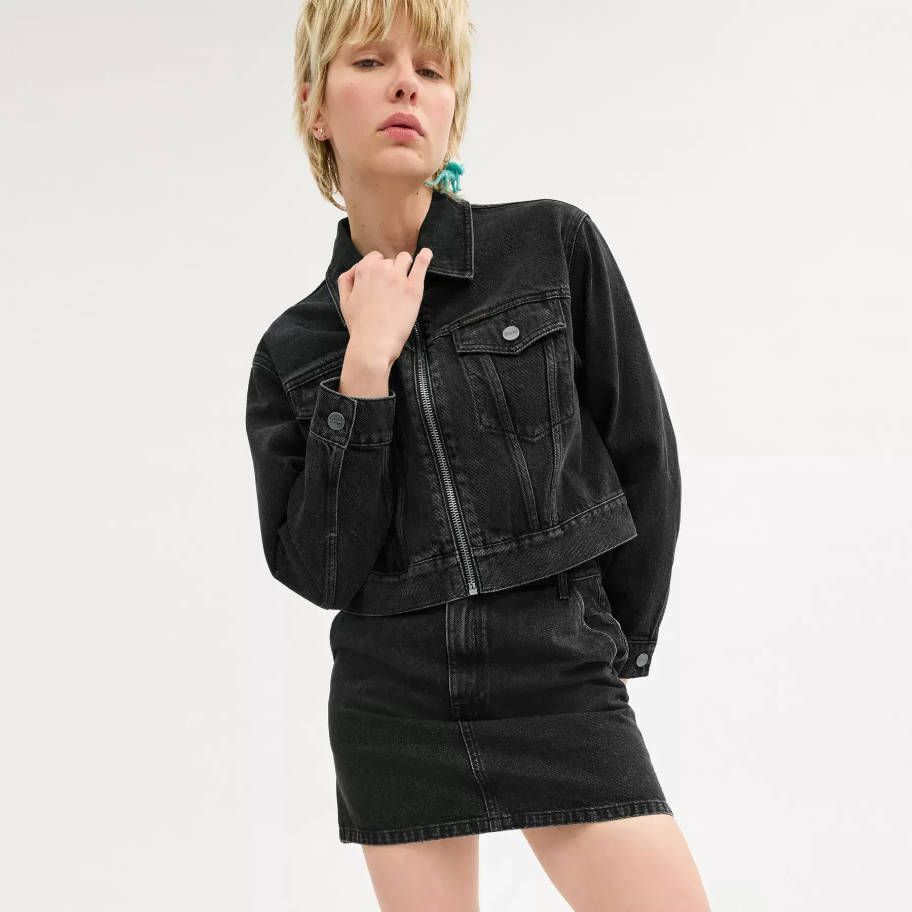Denim Crop Jacket In Organic Cotton
