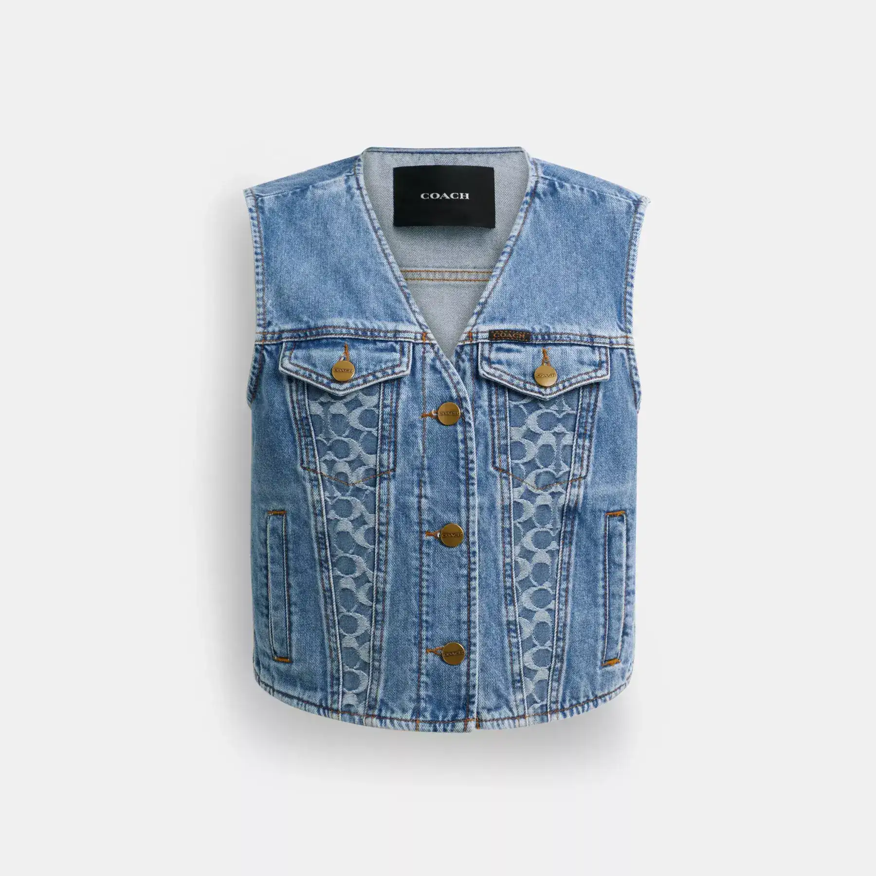 Denim Vest In Organic Cotton Denim Vest In Organic Cotton