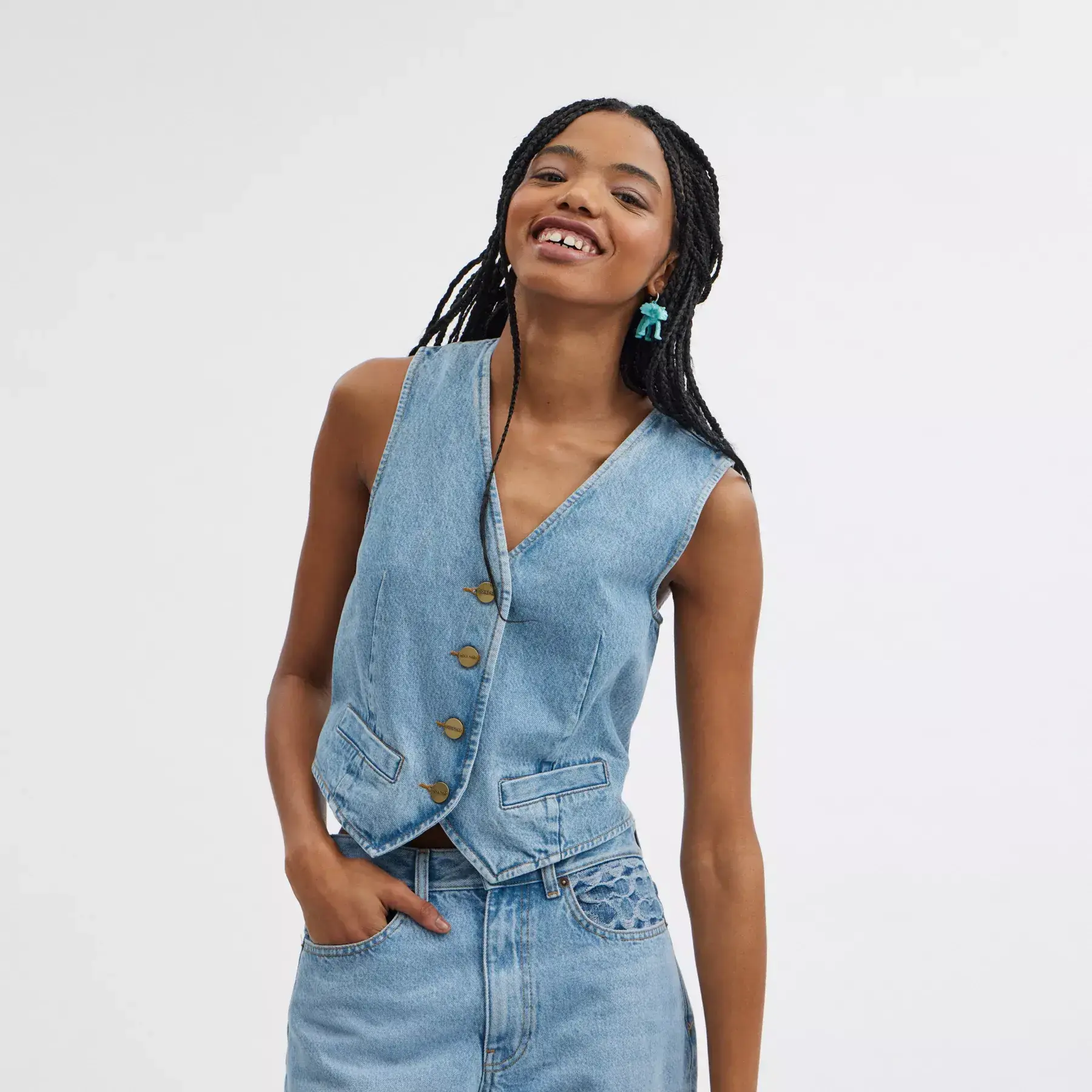 Denim Vest In Organic Cotton