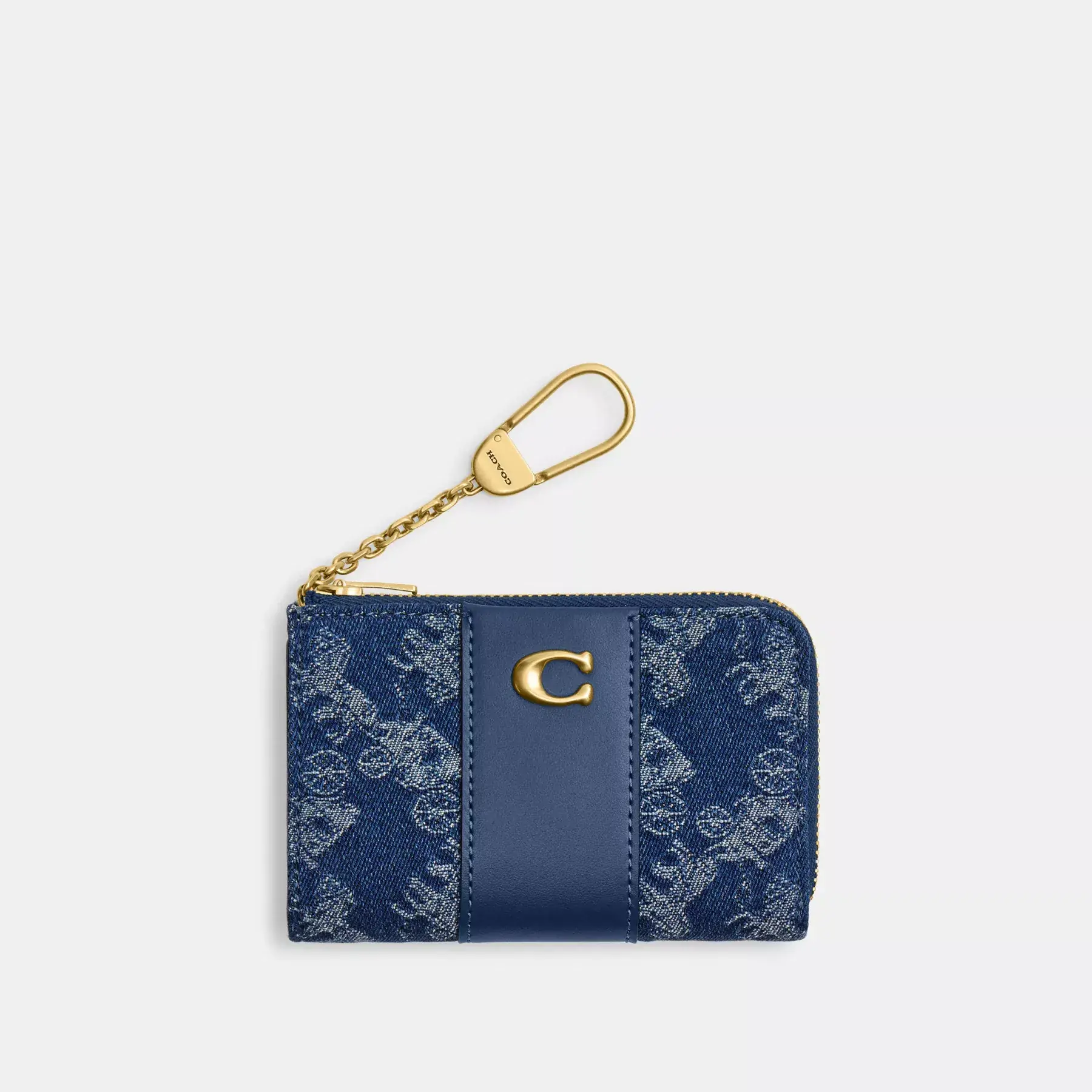 Essential L-Zip Key Case With Horse And Carriage Print
