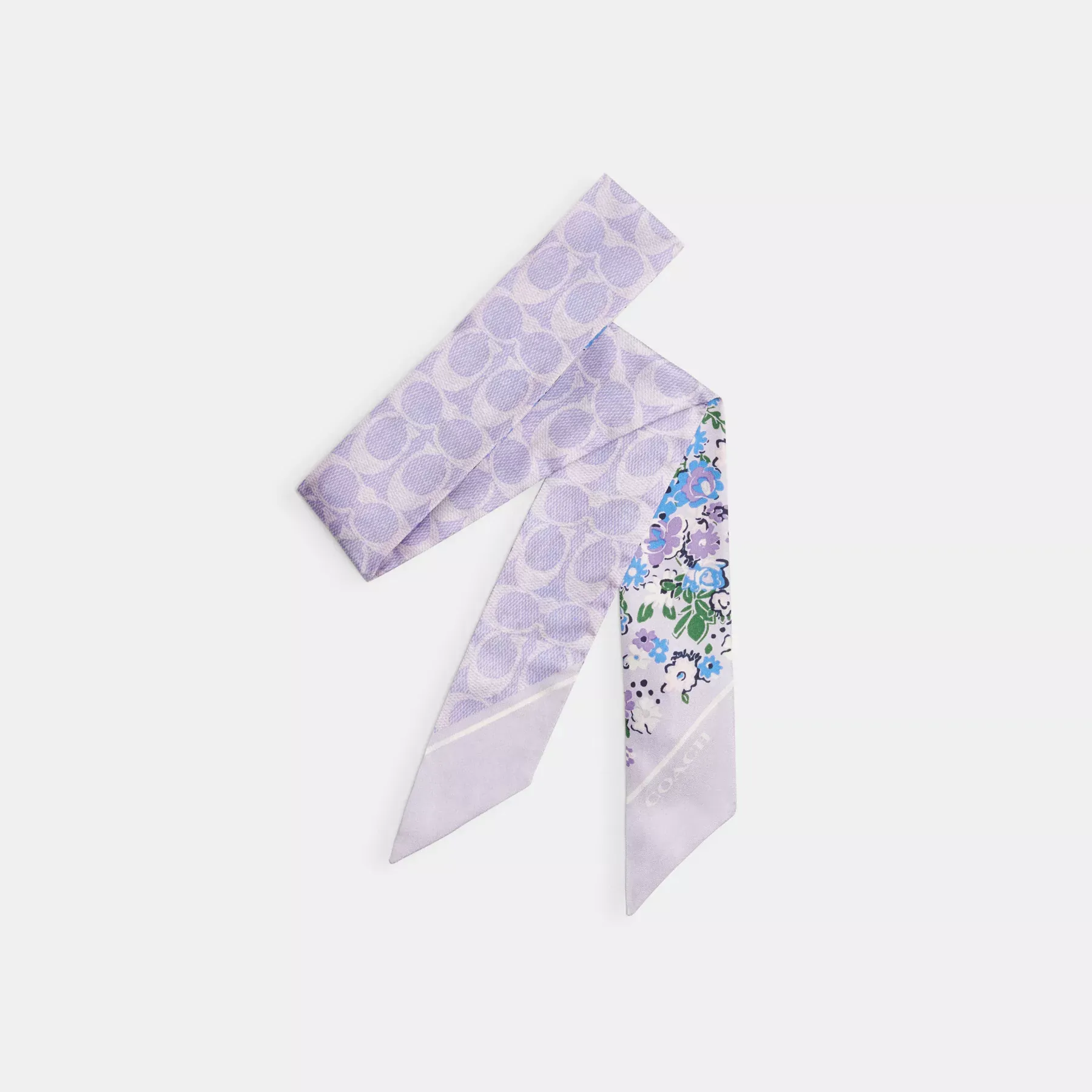 Floral Print Silk Skinny Scarf