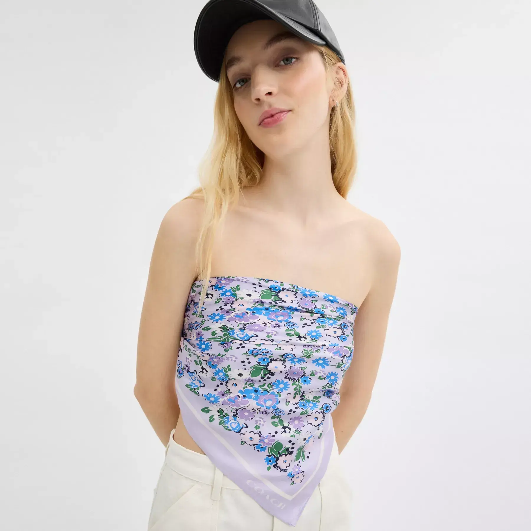 Floral Print Silk Square Scarf