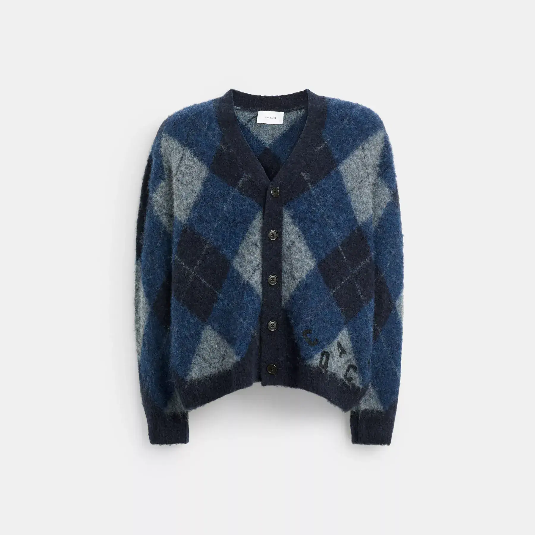 Fuzzy Argyle Cardigan