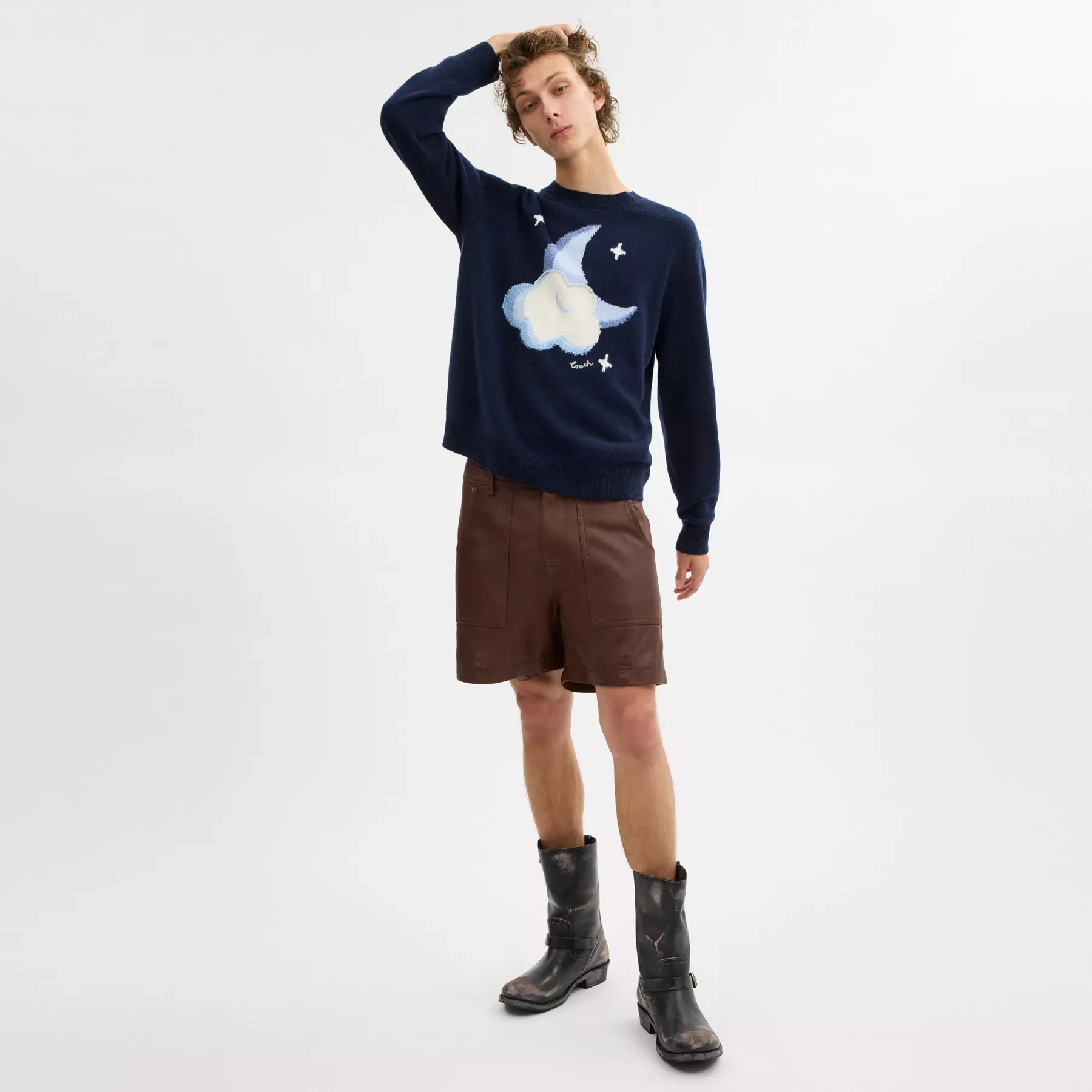 Graphic Intarsia Crewneck Sweater