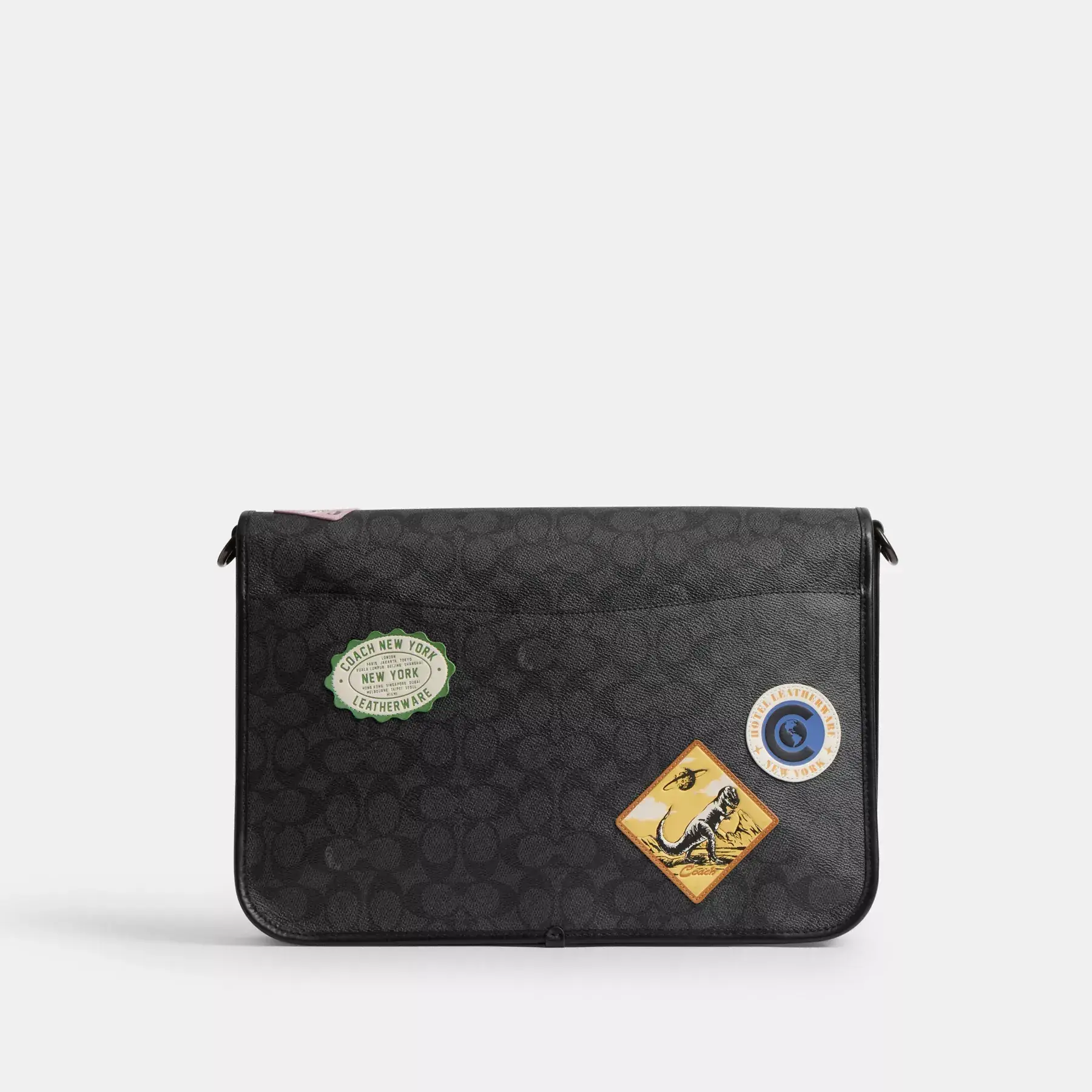 Hitch Messenger Bag In Signature Canvas With Patches Hitch Messenger Bag In Signature Canvas With Patches