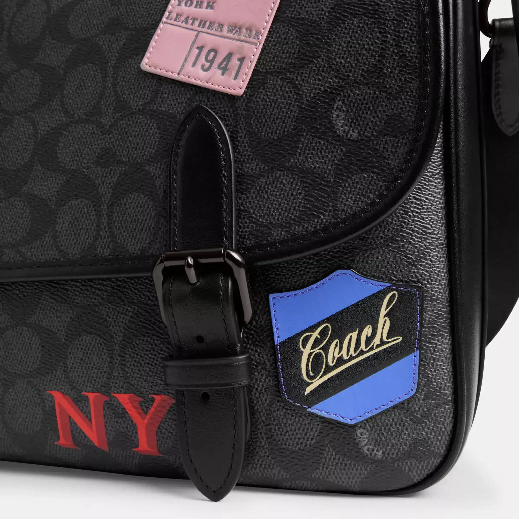 Hitch Messenger Bag In Signature Canvas With Patches Hitch Messenger Bag In Signature Canvas With Patches