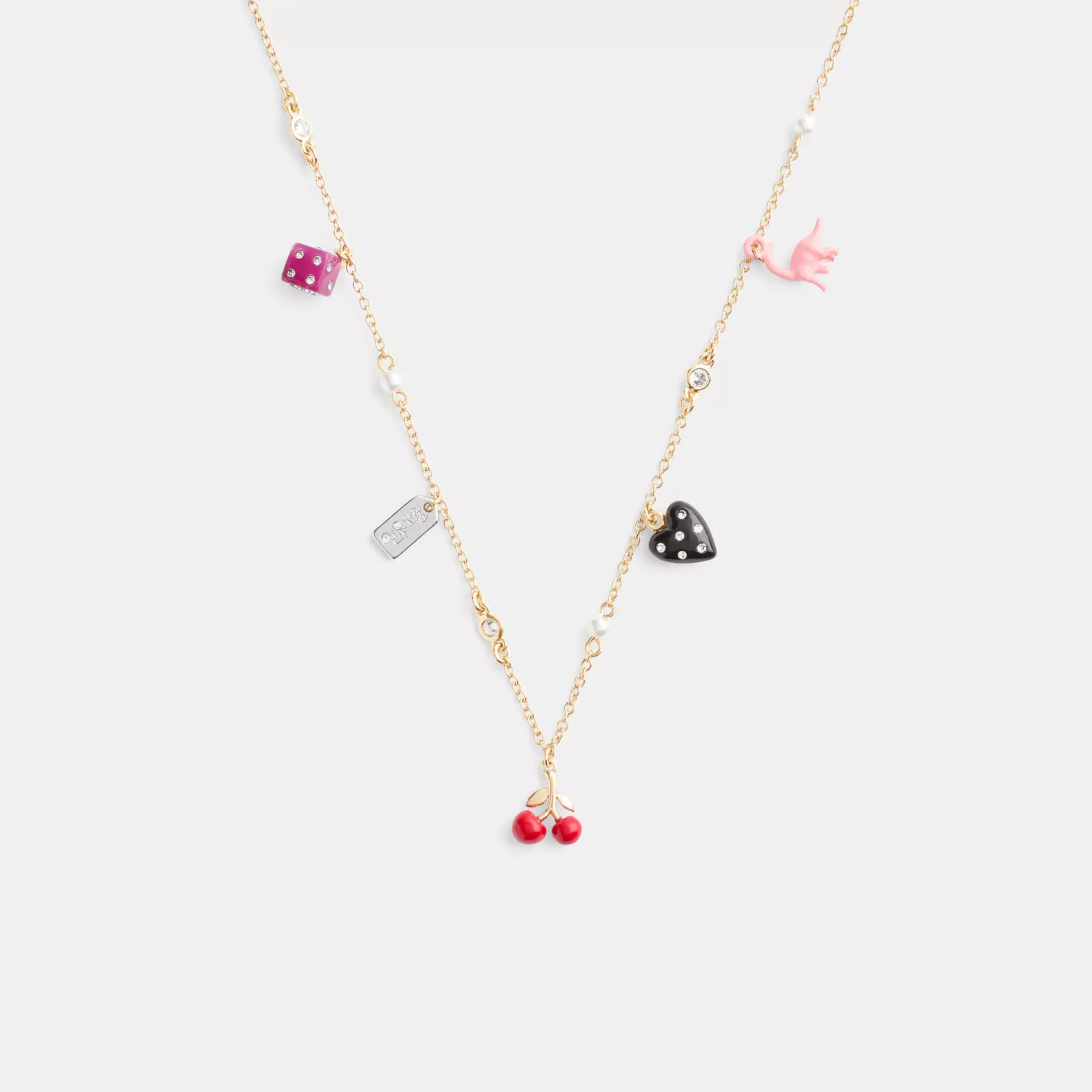 Mini Heart And Dice Charm Necklace