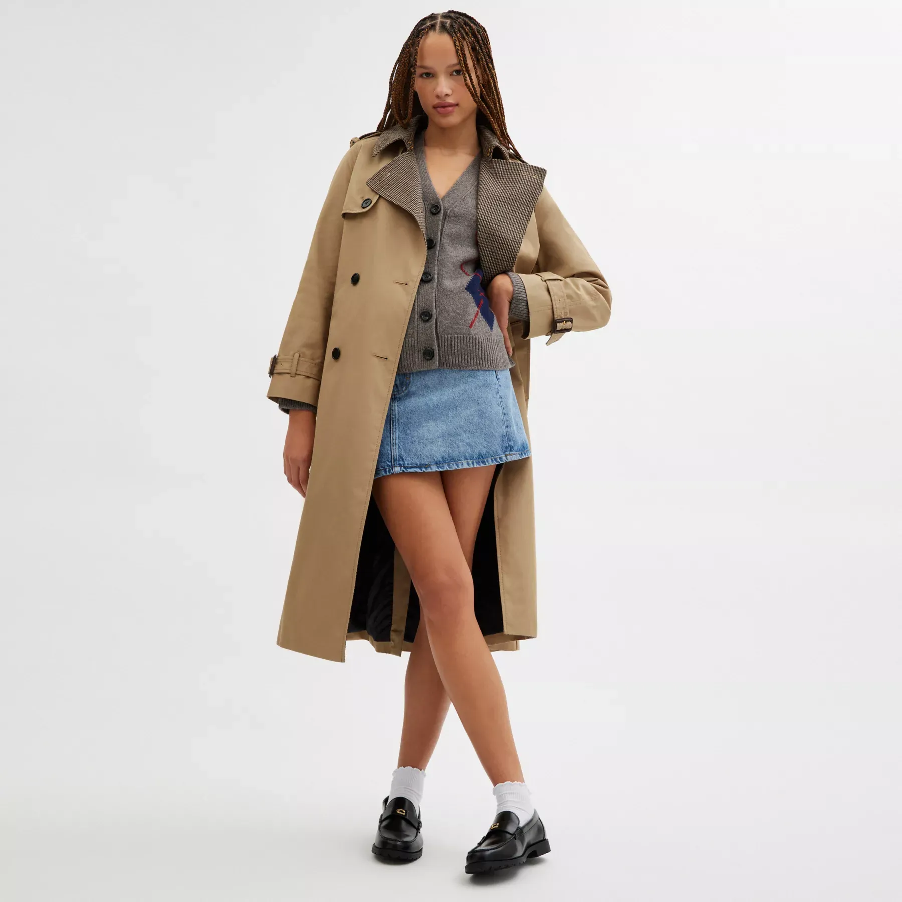 Mixed Material Trench Coat