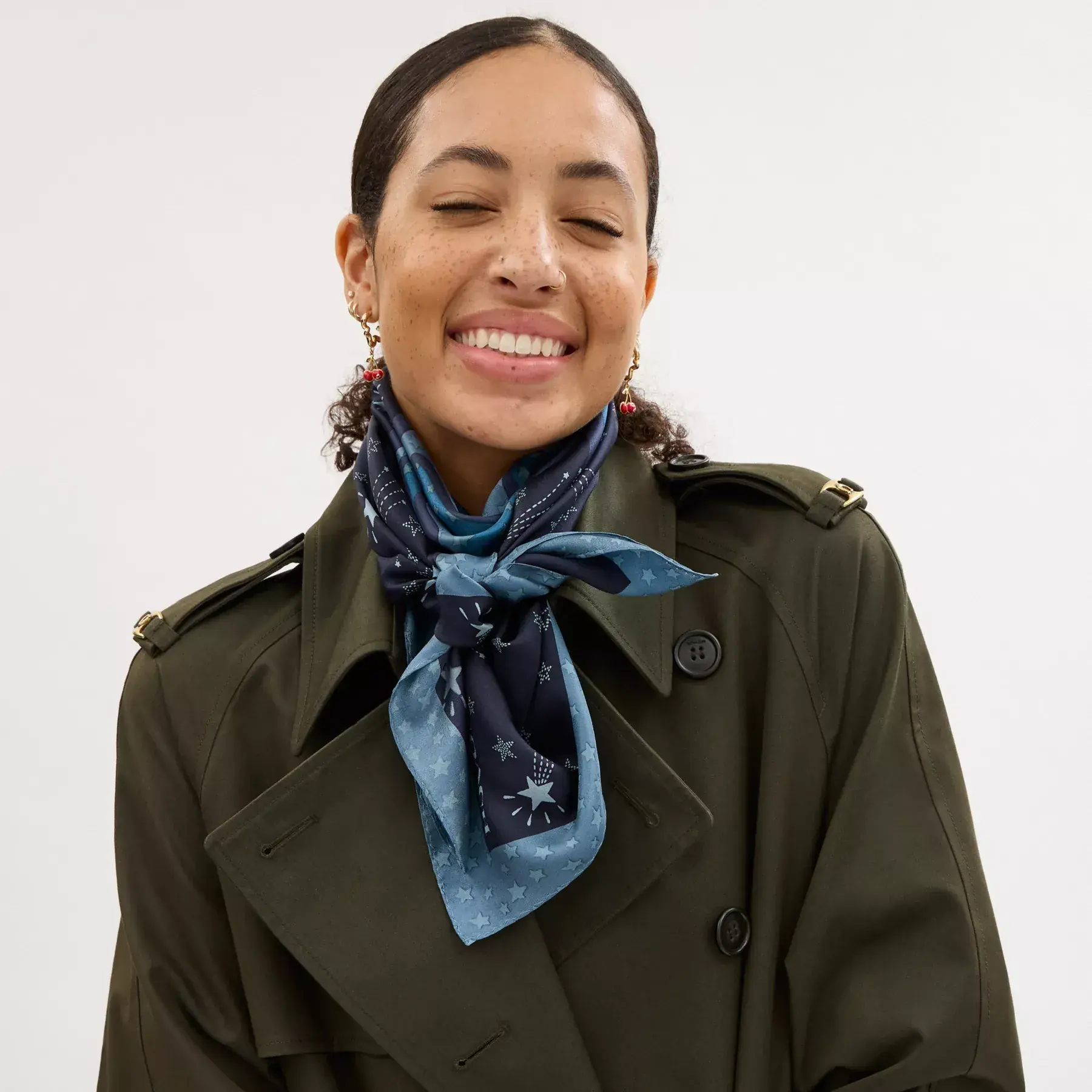 Shooting Star Rexy Print Silk Square Scarf