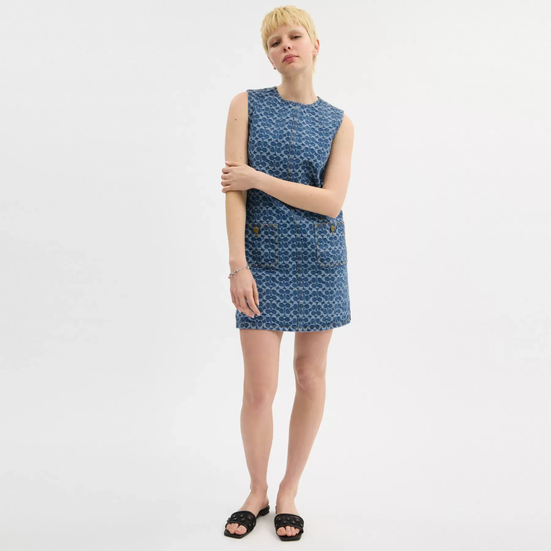 Signature Denim Mini Dress In Organic Cotton Signature Denim Mini Dress In Organic Cotton