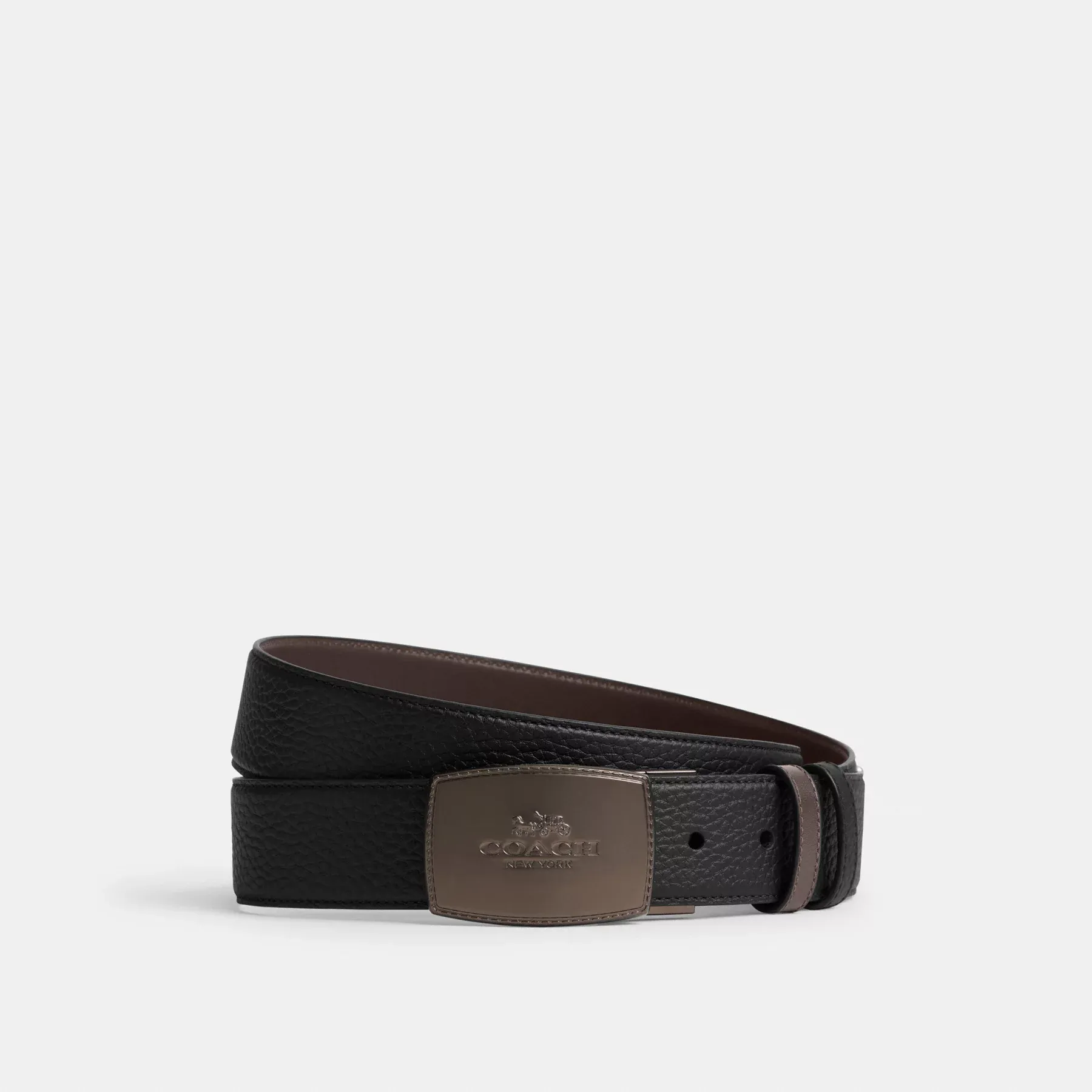 Stitched Plaque Buckle Cut-To-Size Reversible Belt, 38mm