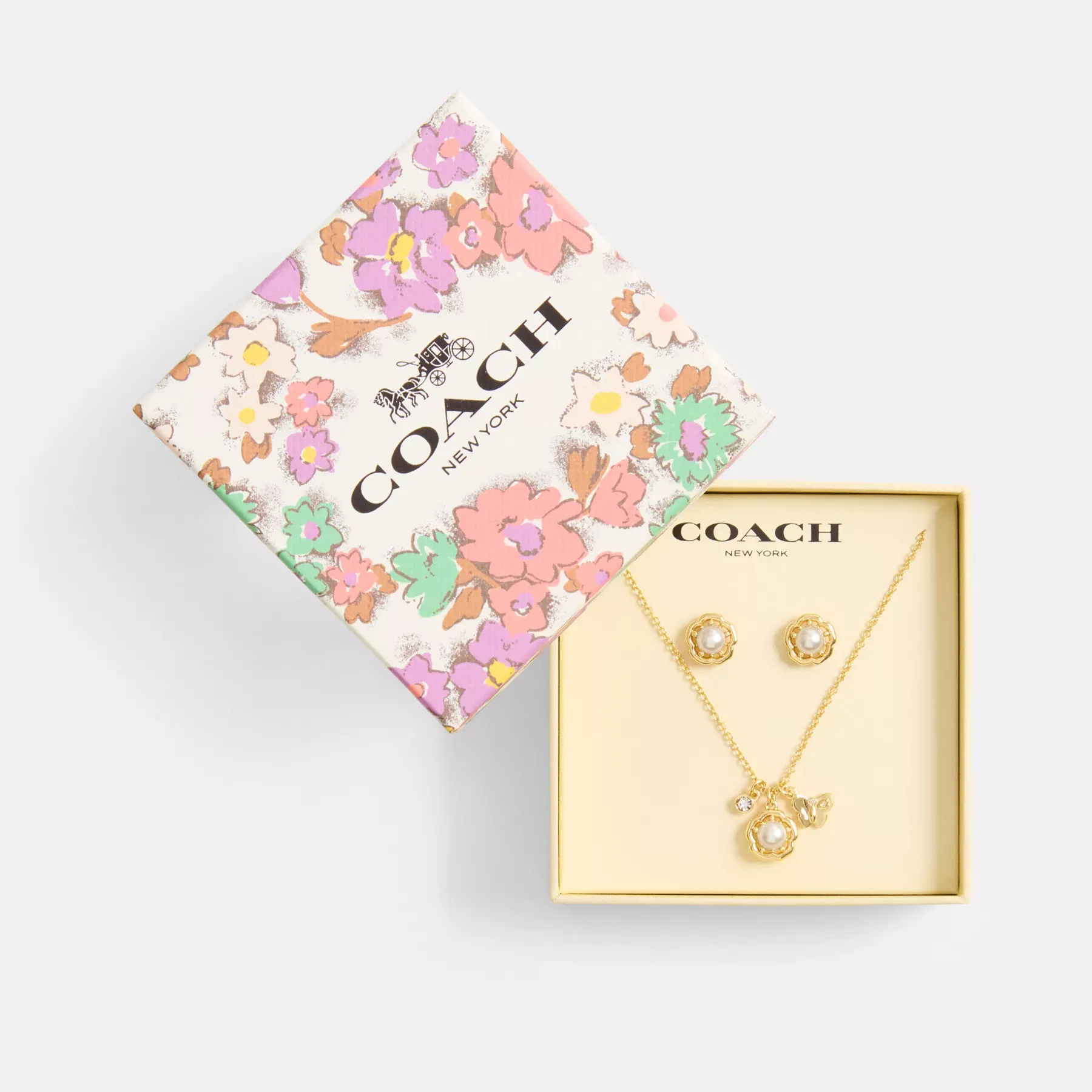 Tea Rose Pearl Necklace And Earrings Set